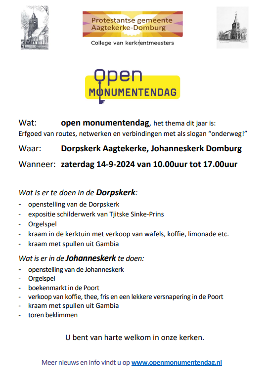 Open monumentendag 14 september 2024